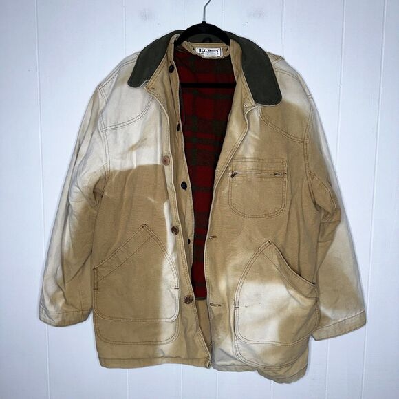 L.L. Bean Freeport Maine Vintage Blanket Lined Chore Coat Faded Bleached XL